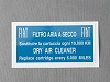 X1/9 Air Filter Decal